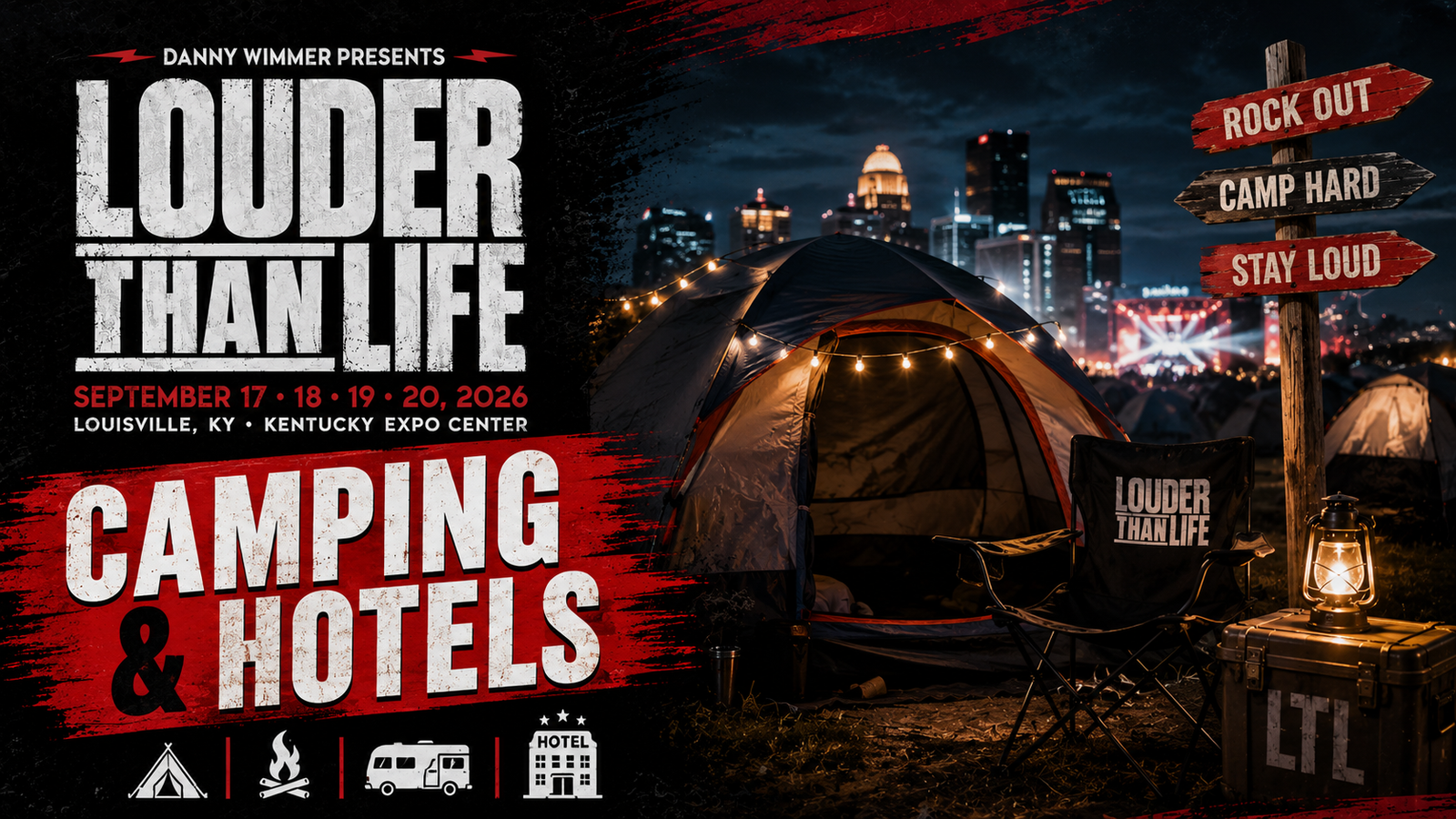 Louder Than Life 2026 camping and hotels near the Kentucky Exposition Center